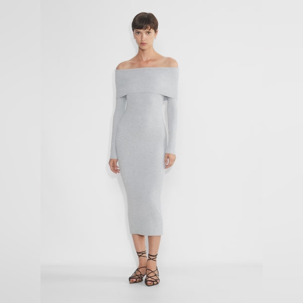 Aritzia Wilfred Clarion Off The Shoulder Midi Sweater Dress